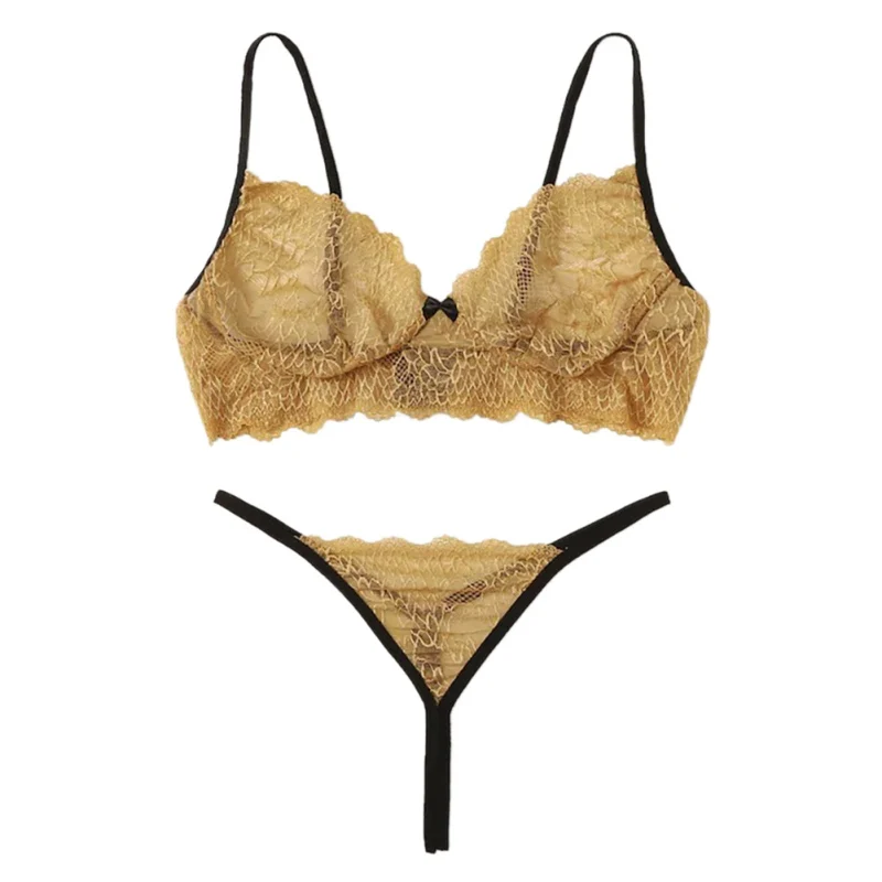 

Сексуальное нижнее белье, женское Прозрачное нижнее белье, комплект из двух предметов, кружевной бюстгальтер + стринги, комплект нижнего бе...