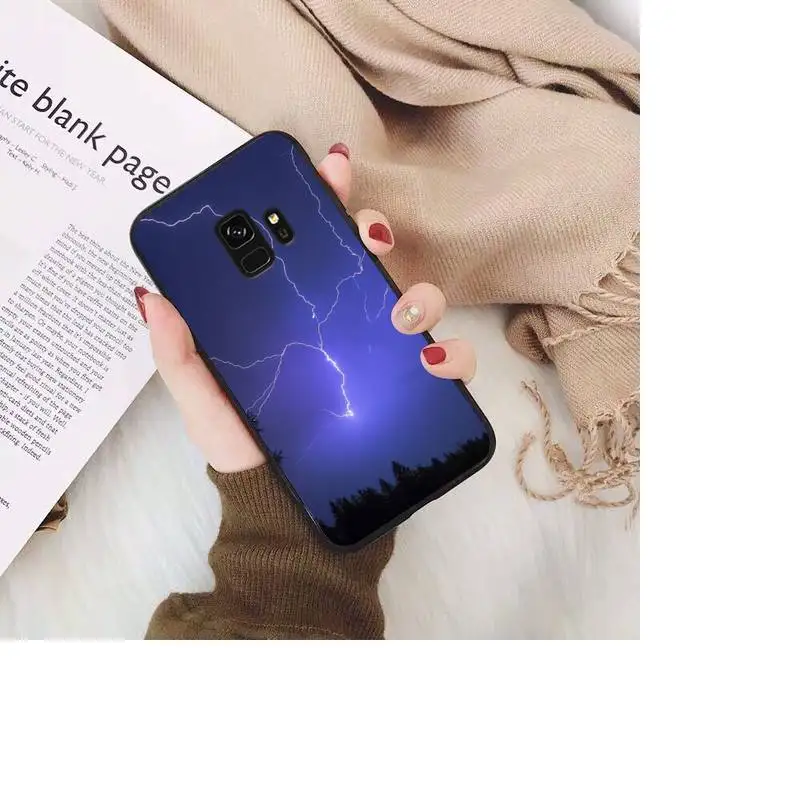 

FHNBLJ purple blue lightning Phone Case For Samsung Galaxy S20 S10 Plus S10E S5 S6 S7edge S8 S9 S9Plus S10lite 2020