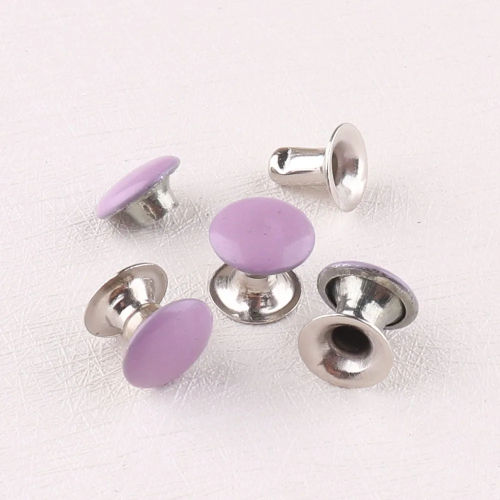 100 комплектов 7*8 мм заклепки с двумя головками фиолетовые клепки Спайк мешок