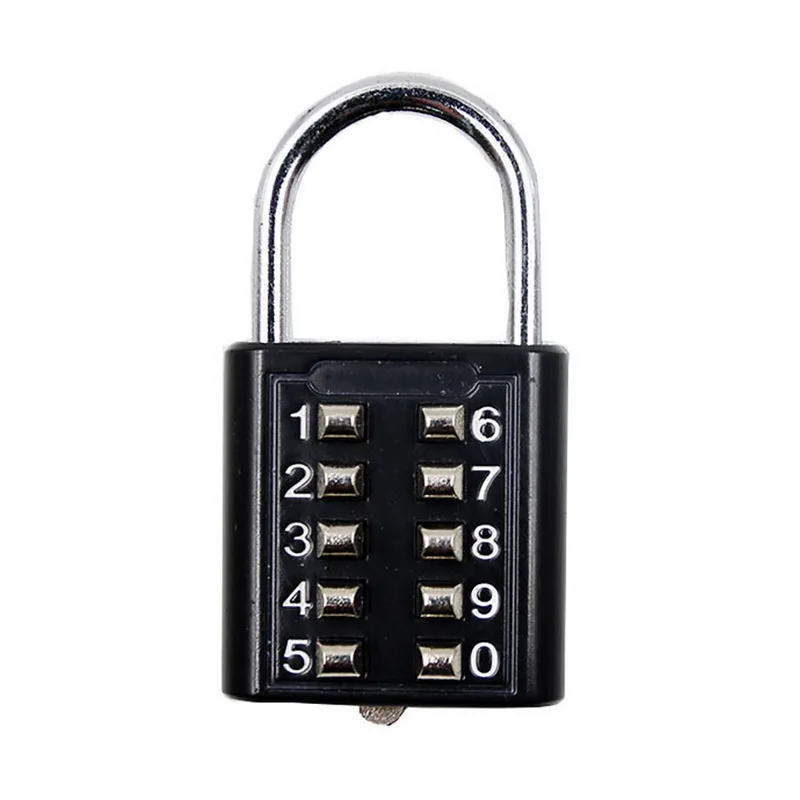 Style 1 black 10 цифр Кнопка Комбинации замок 5 цифр запирающий механизм цинковый сплав Анти-кражи цифры пуш-ап Пароль замок 4 цвета Новые - Color: Style 1 black
