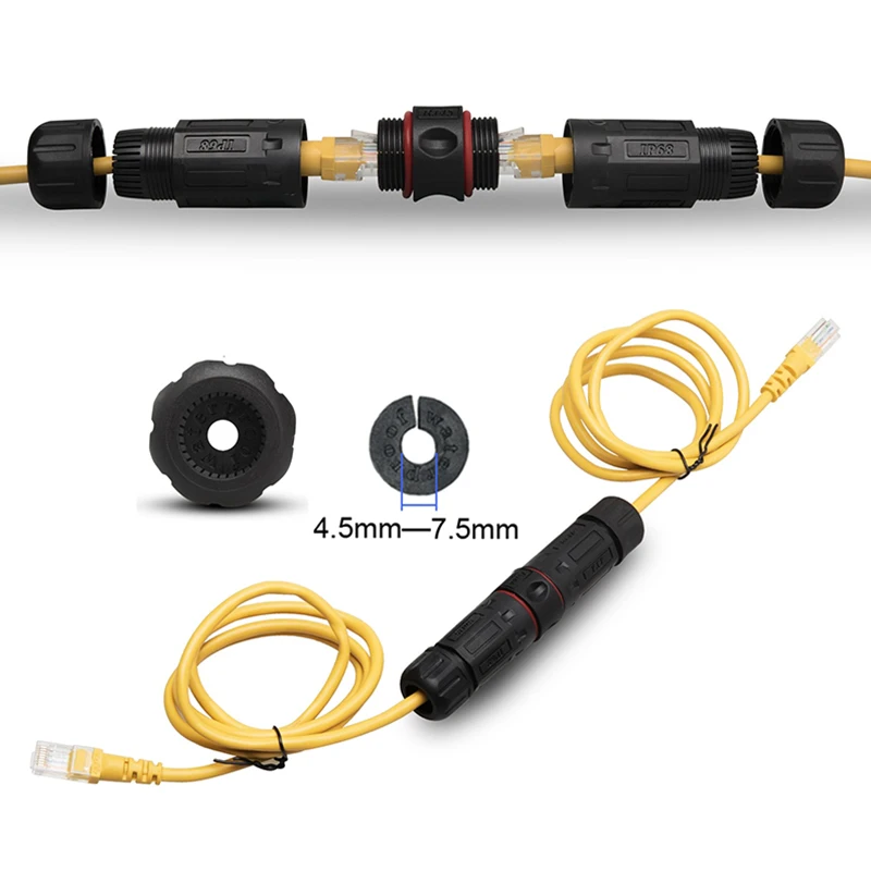 IP68 Водонепроницаемый разъем RJ45 сети один выход одного через Пылезащитная