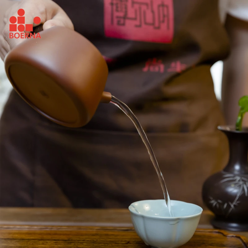 

BOERNA Nixing Teapot no Yixing Clay with Wooden Handle Pot Beauty Kettle Master Handmade Teaware Tea Ceremony with hole filter