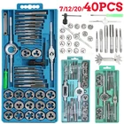 7122040 шт. набор инструментов для резки резьбы набор ручных инструментов прямой конический расширитель из сплава металла инструменты с чехлом краны и штампы