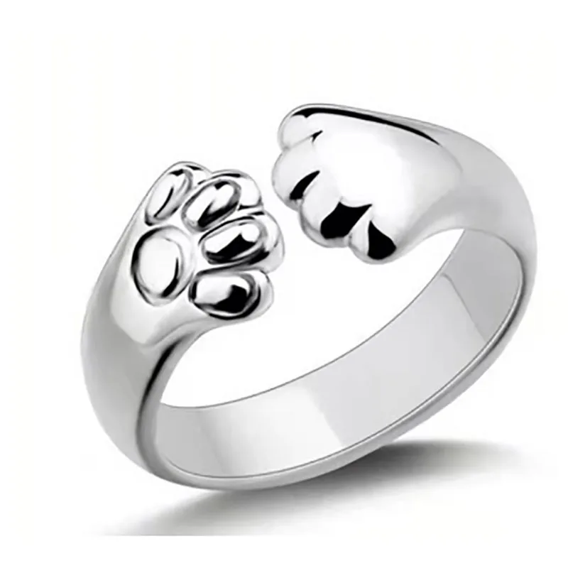 

Milangirl Classical 4 Colors Cute Bear Paw Cat Claw Opening Adjustable Ring for Women Romantic Wedding Love Jewelry