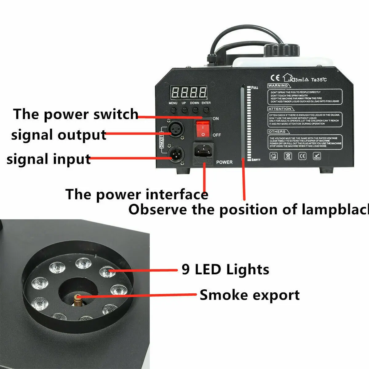 

Honhill DMX512 1500W Fog Smoke Machine LED RGB Wireless Fogger Machine With Remote Control For DJ Party Christmas Disco Fogger