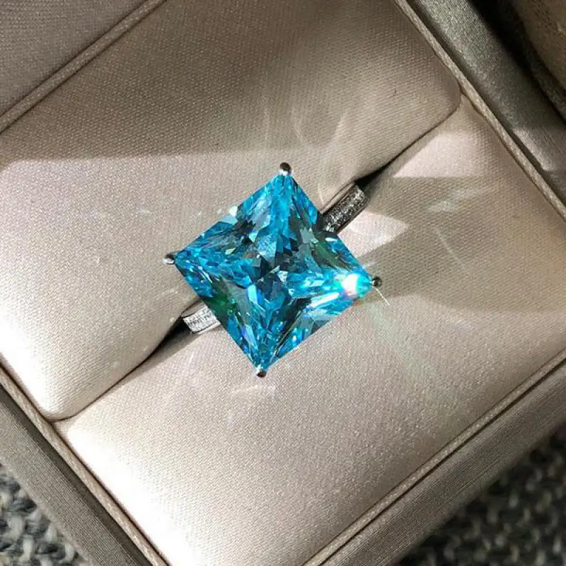 

100% 925 Sterling Silver 12*12mm 15.5ct High Carbon Diamond Fine Jewelry Wedding Engagement Cocktail Rings For Women