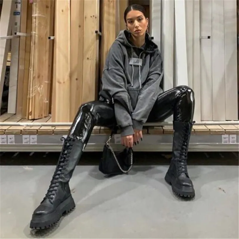 

Women's boots new products net celebrity women's shoes luxury brand design mid-tube boots women's cool high platform wedge shoes