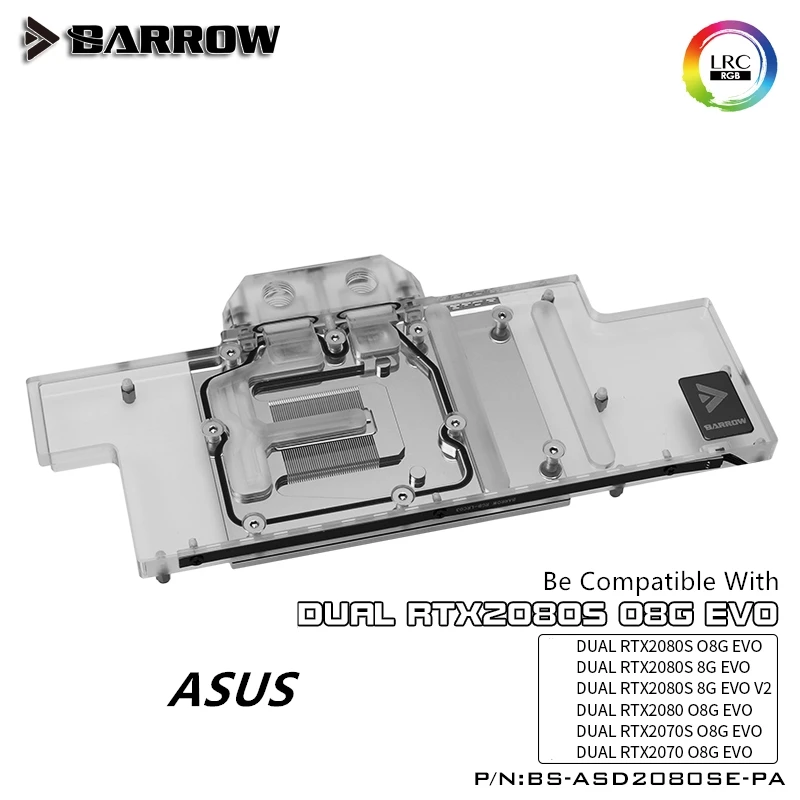 

Barrow full cover GPU Water Block for ASUS DUAL RTX2080S EVO Aurora MotherBoard 5V SYNC AURA BS-ASD2080SE-PA