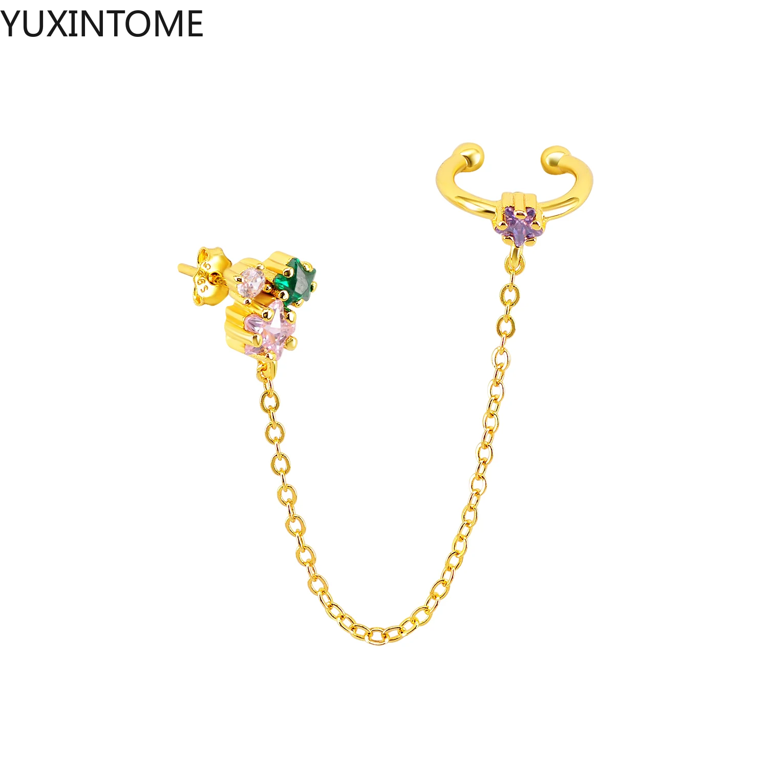 

1pcs 925 Silver Ear Clip Earrings For Women Lucky Star Zircon Fake Cartilage Cuff Earring pendientes Without Piercing A30