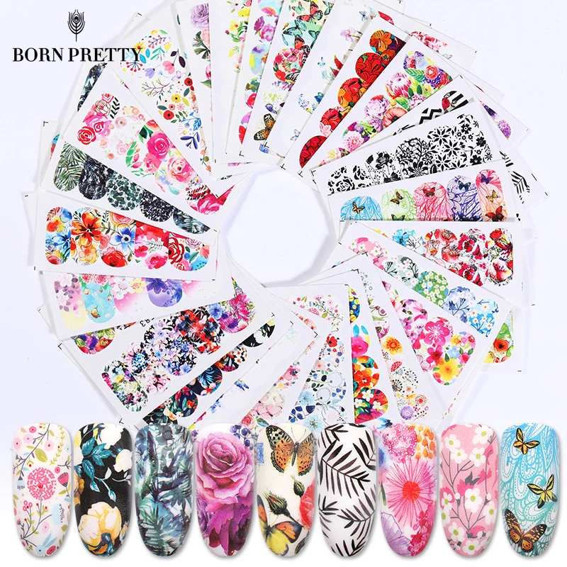 Переводные наклейки для ногтей 25 шт. Набор стикеров с узорами дизайн ногтей|nail water