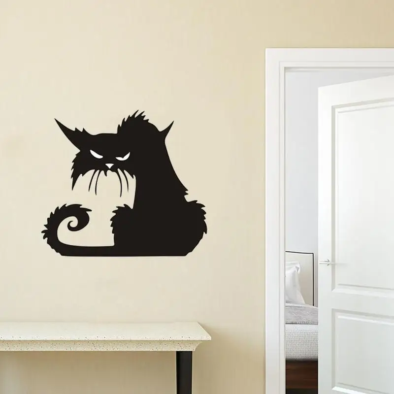 Хэллоуин стиль большой страшный Черный кот Наклейка на окно Декор