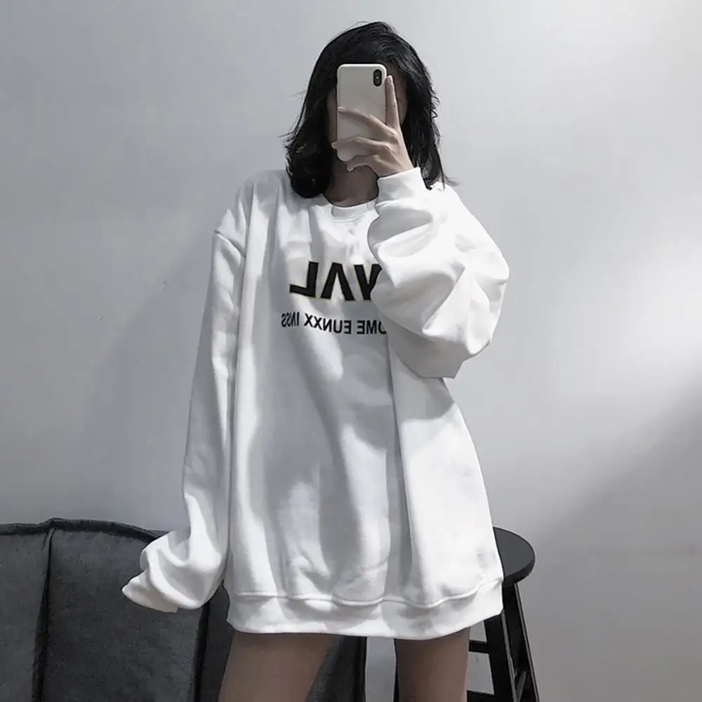 70% Hot Sell Casual Women Long Sleeve O Neck Blouse Top Letters Print Oversized Sweatshirt