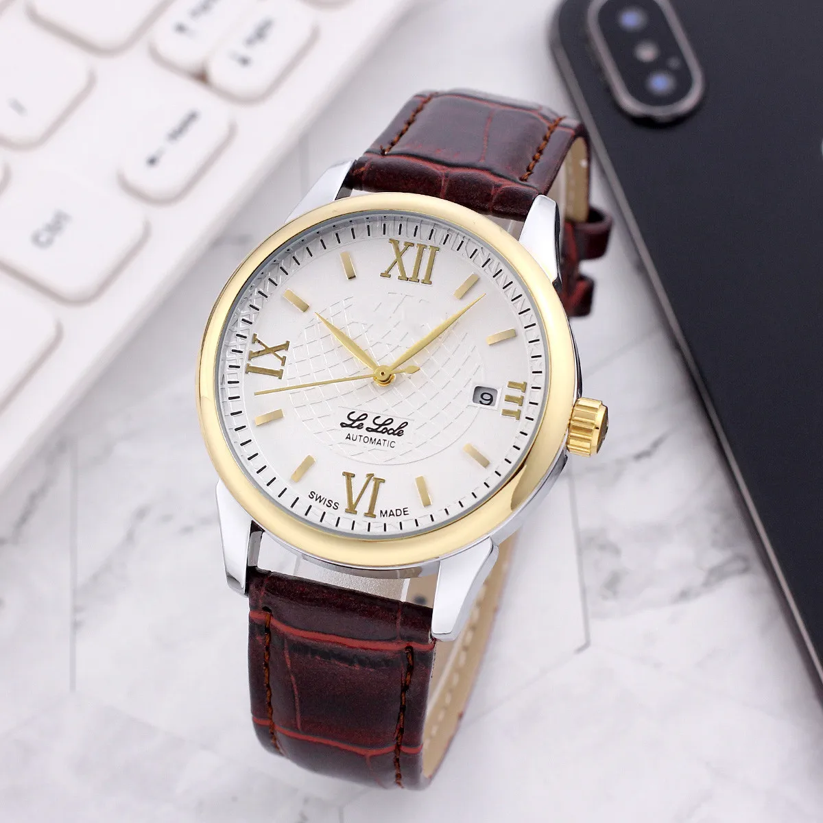 

Foreign Trade Network Explosion Fashion Fully Automatic Mechanical Steel Business Watch for men