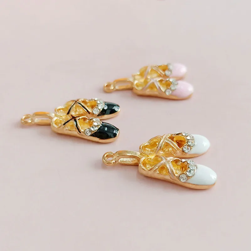 10 шт./упак. балетные тапочки эмалевые подвески обувь Металл Золотой кулон серьги