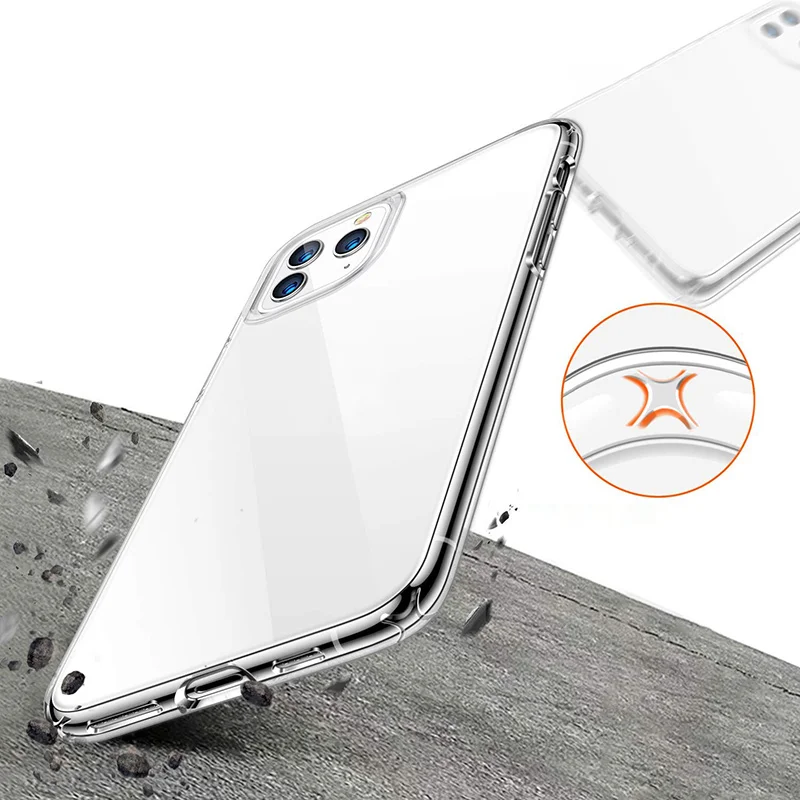 Для iPhone 11 Pro Max чехол из прозрачного закаленного стекла противоударный жесткий