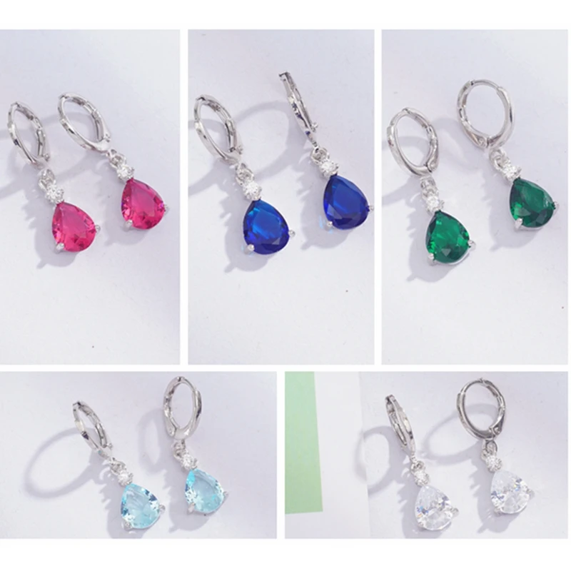 Серьги кольца в форме капли воды из кубического циркония простой стиль серьги