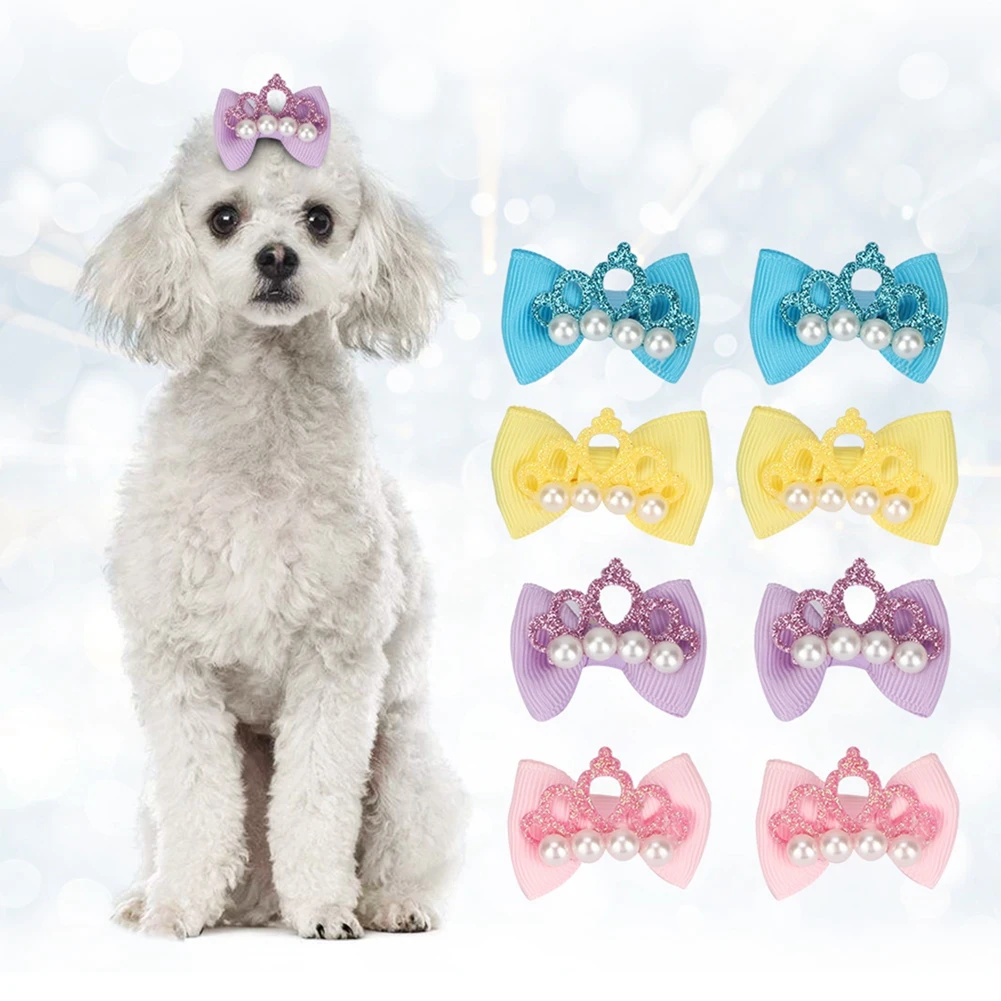 20 штук Собака Щенок корона для волос луки узел Headdr резинок Уход за лошадьми