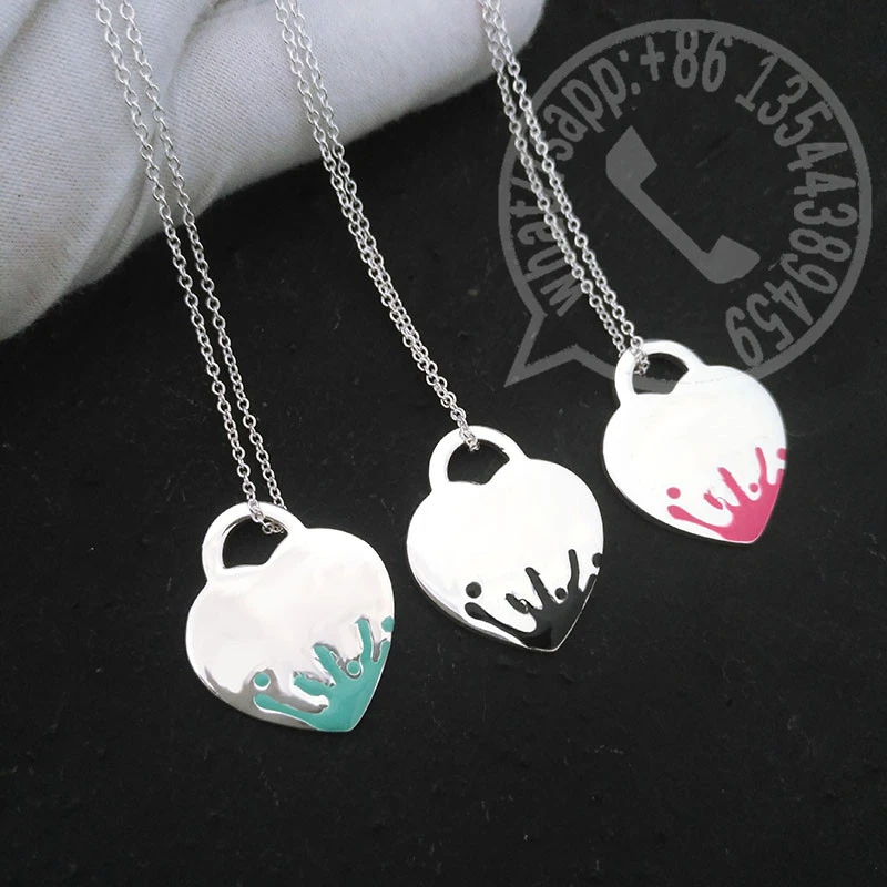 

Женское ожерелье из серебра 1:1 с эмалью, в форме сердца