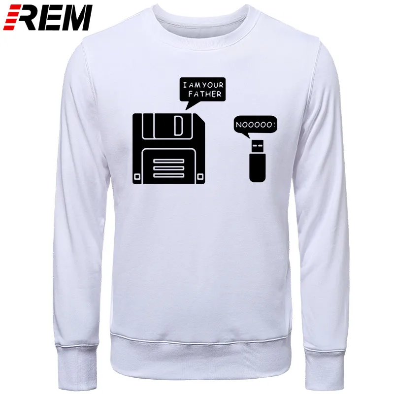 REM USB дискета я ваш отец мужские хлопковые с длинным рукавом юмором диск повседневные Camisetas Hombre мужские кофты с капюшоном, толстовки - Цвет: WHITE BLACK