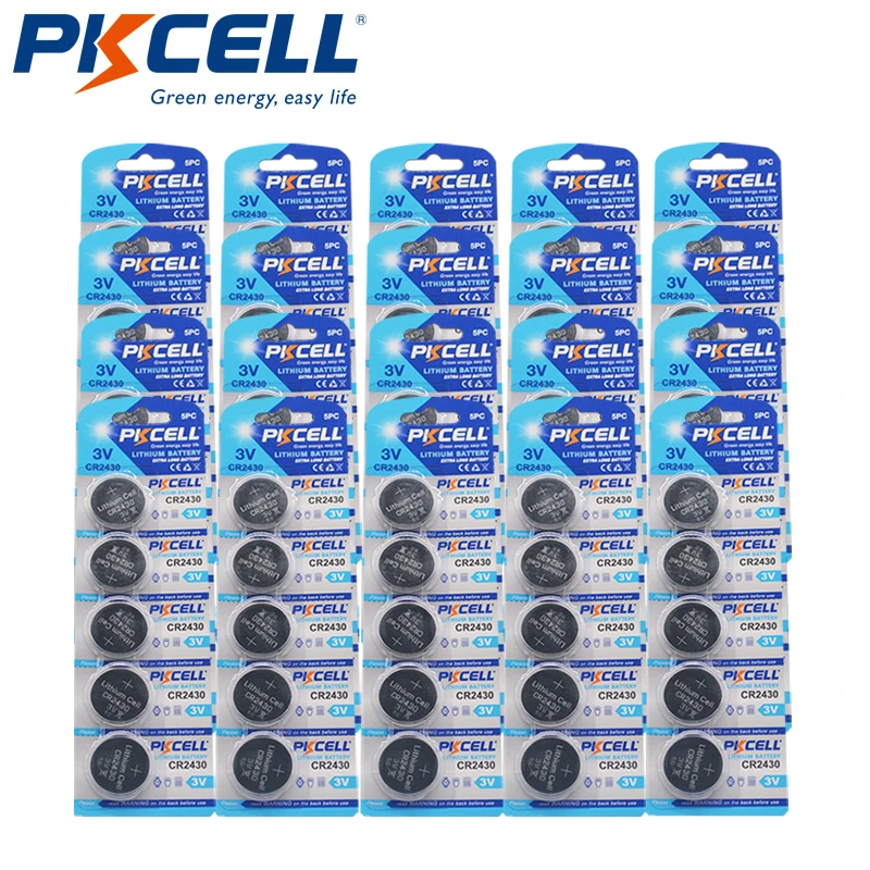 

100Pcs CR2430 3V Lithium BR2430 ECR2430 CR 2430 DL2430 Button Coin Batteries 270mah Capacity for watches toys