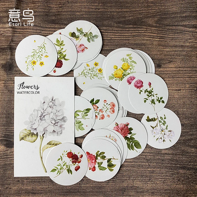 

Flower Pattern Sticky Stickers Colorful Paper Decoracion Scrapbooking Office Stationery School Supplies Sticker Flakes 46Pcs