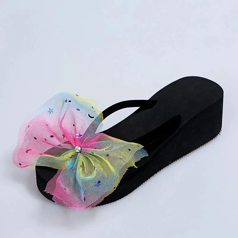 

COVOYYAR Bow Platform Women Slippers Fashion Summer Beach Slides Wedges Flip Flops Sweet Casual Shoes Women Shoes WSL243