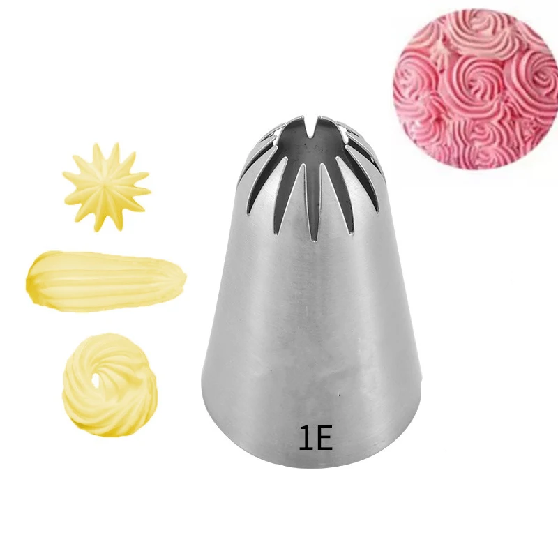 

1E# Stainless Steel Cake Cream Nozzles Large Size 12 Teeth Icing Piping Flower Mouth Cookies Cupcake Baking Decorating Tools