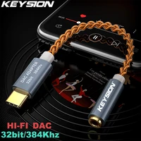 keysion hifi dac earphone amplifier usb type c to 3 5mm headphone jack audio adapter 32bit 384khz digital decoder aux converter