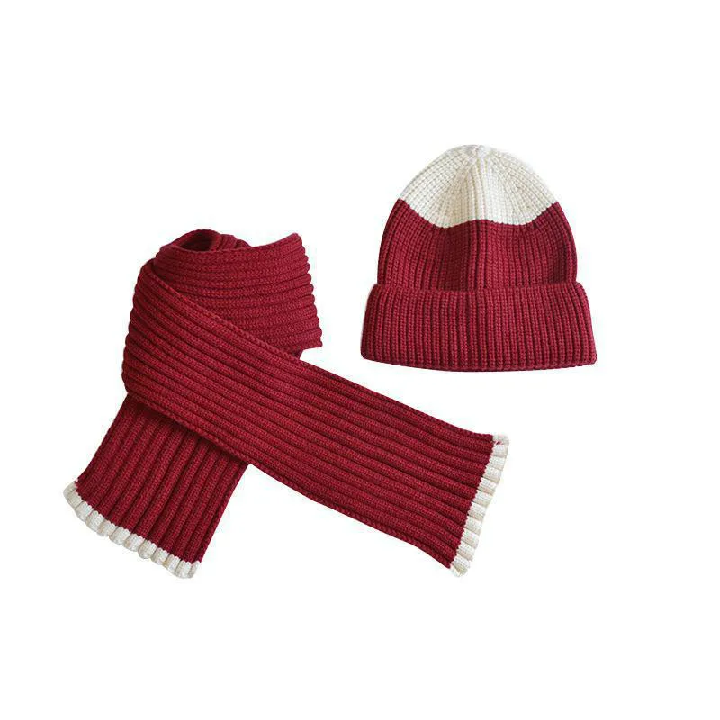 

YQYXCY Hat And Scarf For Children Knit Hat Girls Boy Kids Autumn Winter Mix Color Two Piece Set Winter Accessories Thick Warm