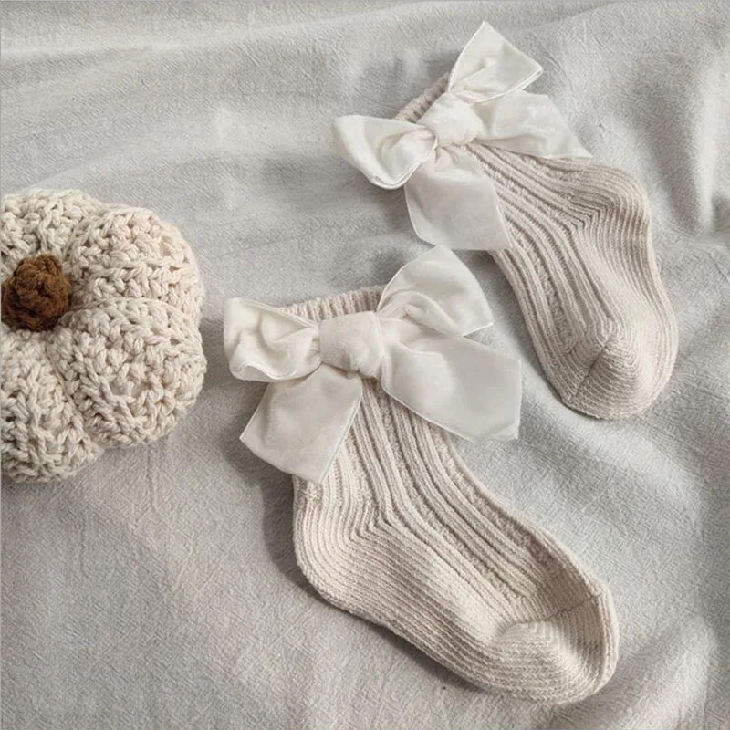 Baby Socks Bow winter autumn Bowknot for Newborn Baby Girls Kids for Winter  Terry Cotton Sokken Princess socks