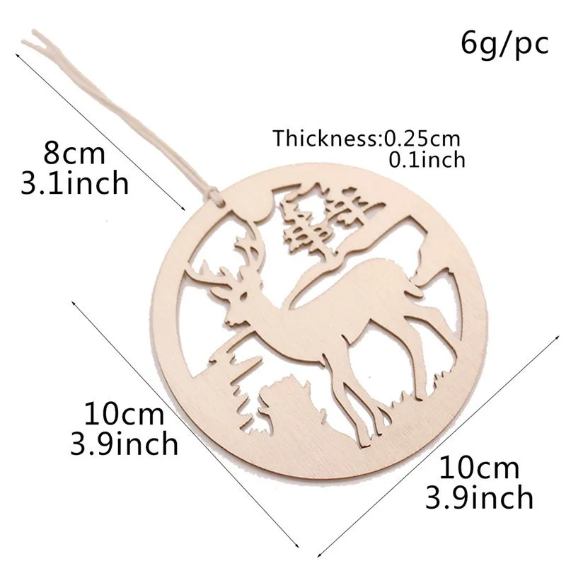 10 шт. DIY рождественская елка лося Снежинка деревянная подвеска снеговик