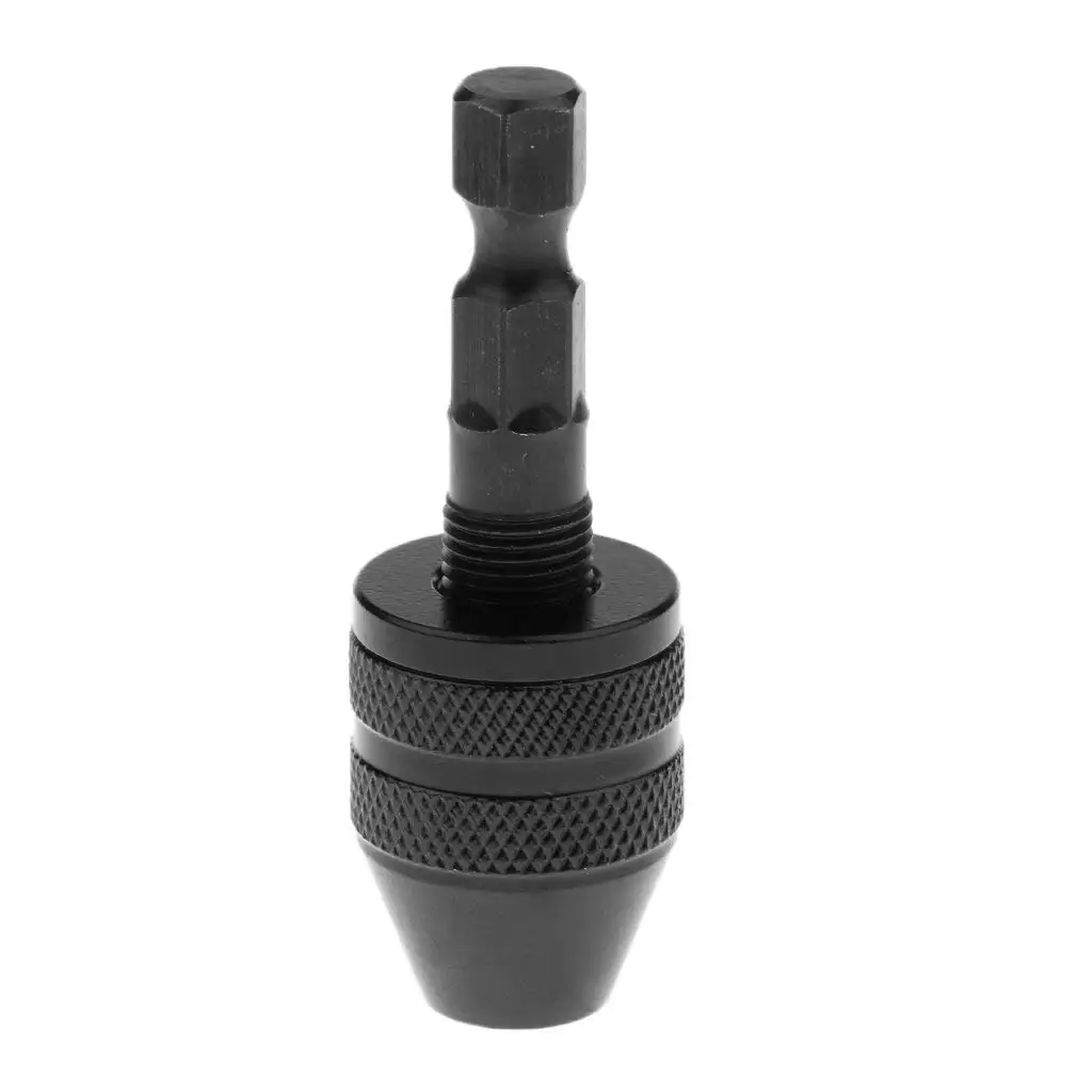 

New 1/4inch Keyless Drill Chuck Hex Shank Adapter Converter Quick Change 0.3-3.4mm Hex Shank Drill Bit Tool Sliver Black Color