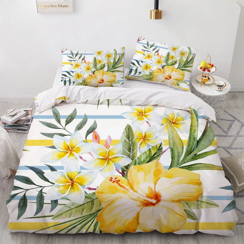 

Flower Quilt Cover Sets Custom Design White Comforther Covers Pillow Cases 200*230cm Full Twin Double Size 3D Rose Bedding Set