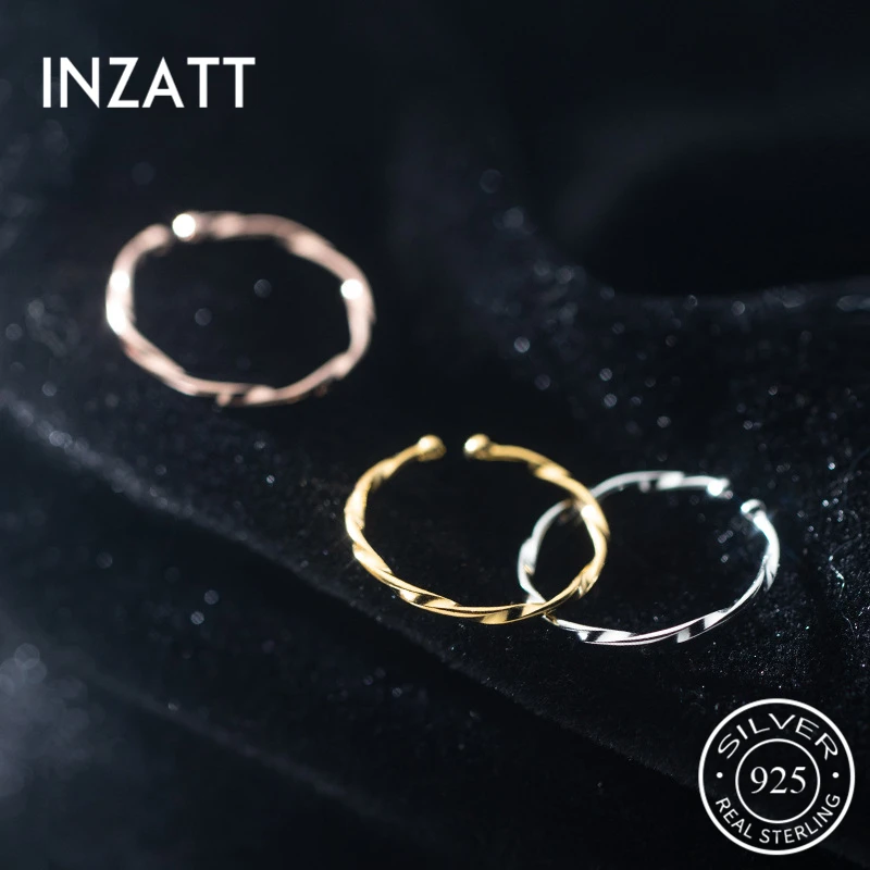 

INZATT реальные 925 стерлингового серебра линии спирали из бисера Регулируемые кольца для мода для женщин, хорошее ювелирное изделие, в стиле «п...