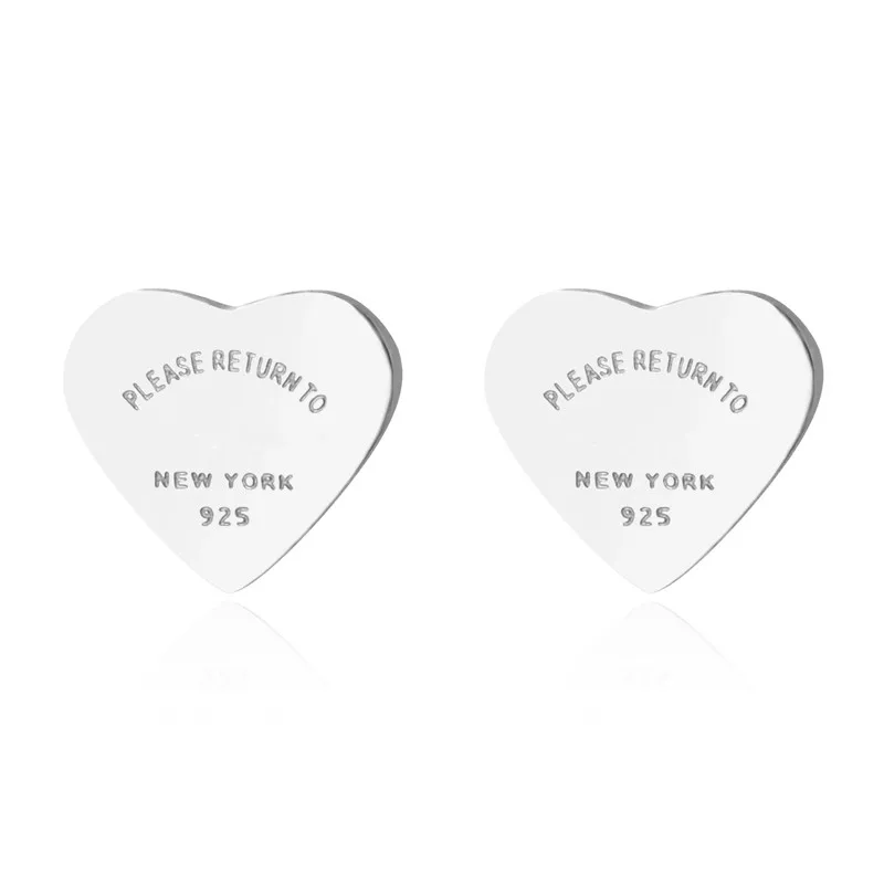 

Authentic 925 Sterling Silver Forever Love Heart Tiff Stud Earrings For Women Wedding Gift Fashion Jewelry