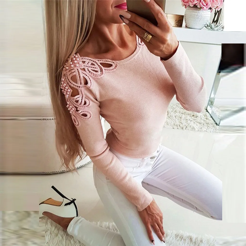 Модная шикарная украшенная бисером блуза повседневная зимняя для девушек