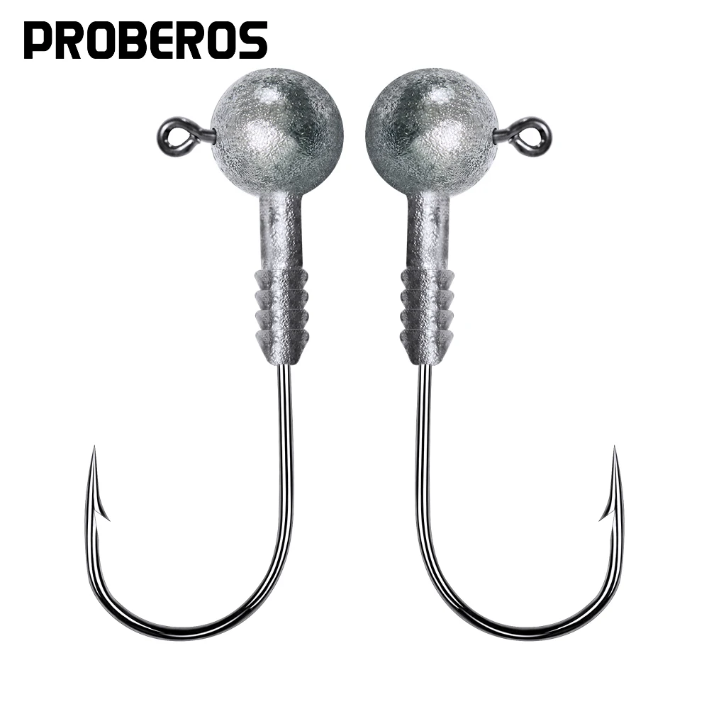 

PROBEROS 10pcs/lot Jig Big Hooks 3.5g / 4.5g Weight Fishing Hooks Natural Color Fishhook Jigging Hooks Fishing Tackle