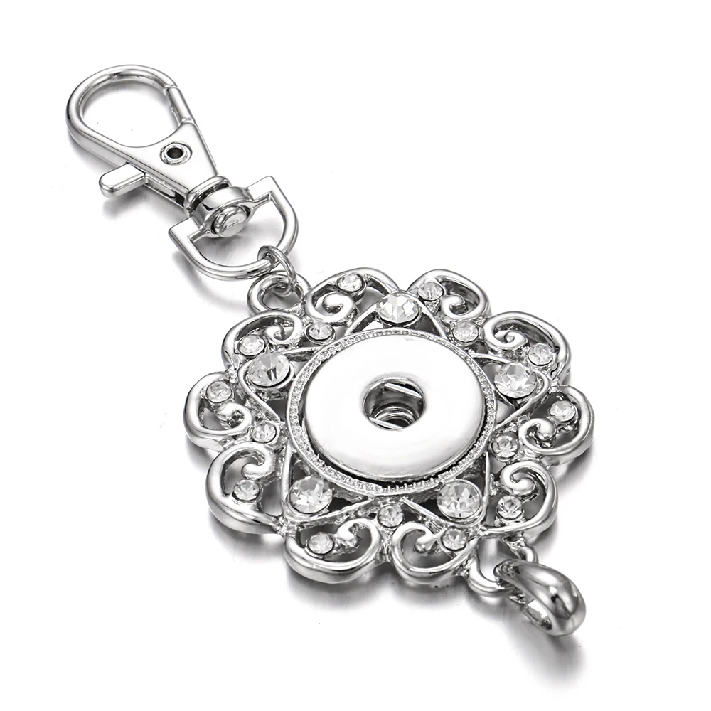 Новые ювелирные изделия 18 мм Кнопка Брелок Серебряный Цвет Цветочная застежка со