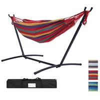 hammock set 112 large size double classic hammock with stand for 2 person indoor or outdoor use with carrying pouch powder