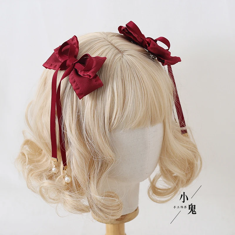 

Japanese Girl Lolita Bowknot Hairpin Sweet Cute Double Ponytail Girl Headwear JK Fairy Hair Accessory Soft Sister Multicolor