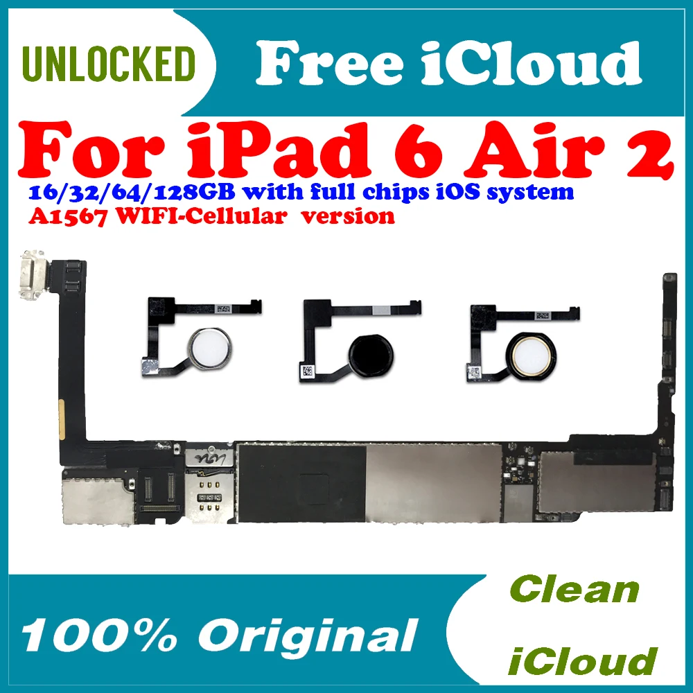 Материнская плата A1567 для ipad 6 Air 2 материнская разблокированная логическая с touch id