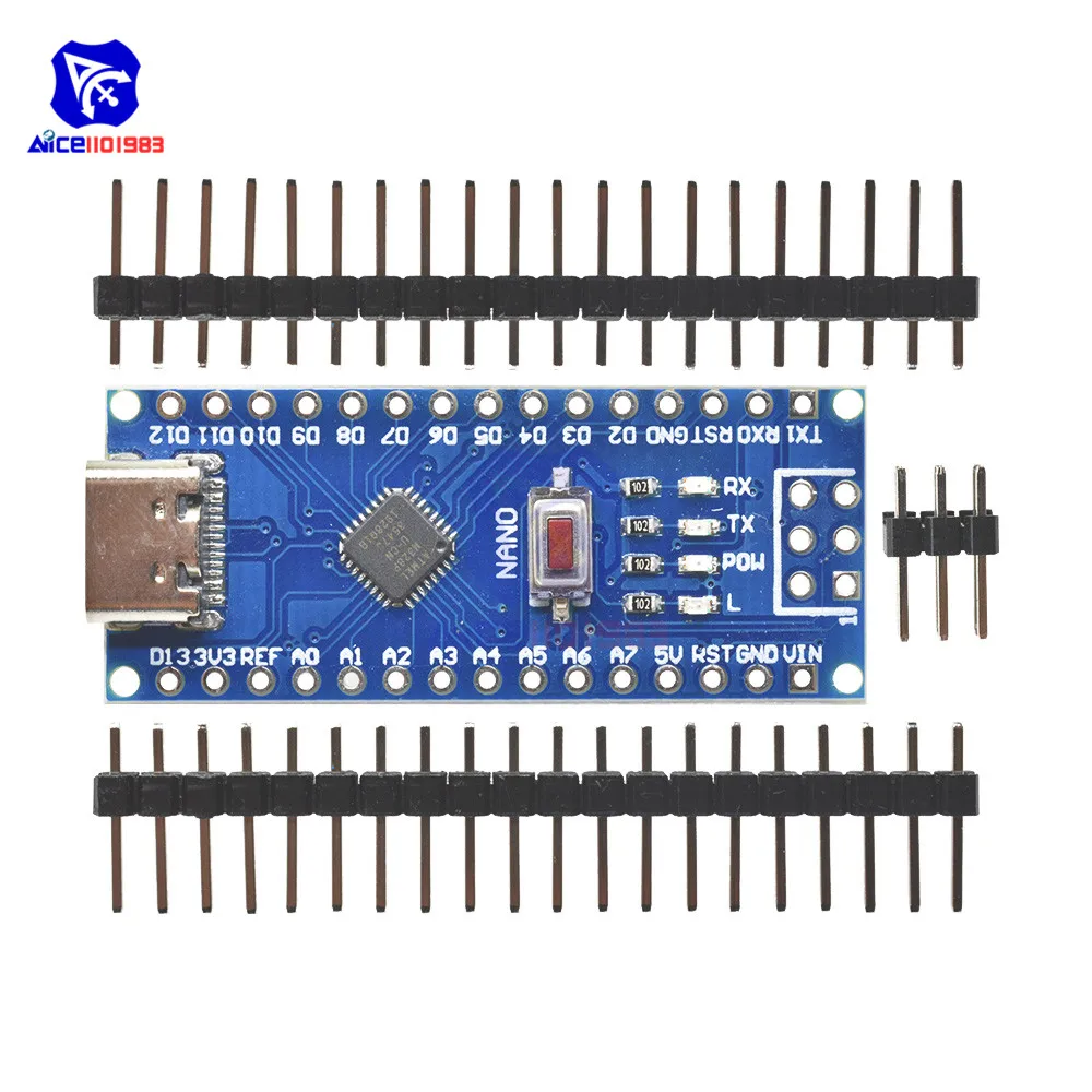 Адаптер diymore Type-C CH340 Nano V3.0 ATMEGA328P-MU ATMEGA328 макетная плата модуля микроконтроллера