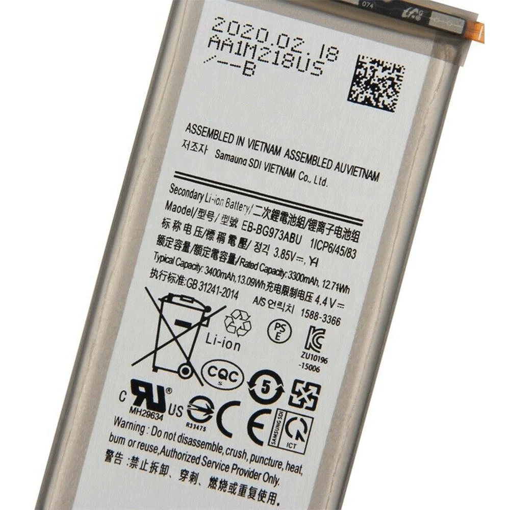 

New 3400mAh EB-BG973ABU Battery for Samsung Galaxy S10 S10X SM-G973 G973W G9730 G973F G973U Phone Replacement Bateria
