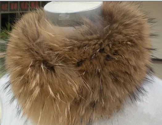 Outwear Winter 100% Real Natural Raccoon Dog Fur Collar Women Big Office Fluffy Casual Luxury Coat Scarves V662 | Аксессуары для