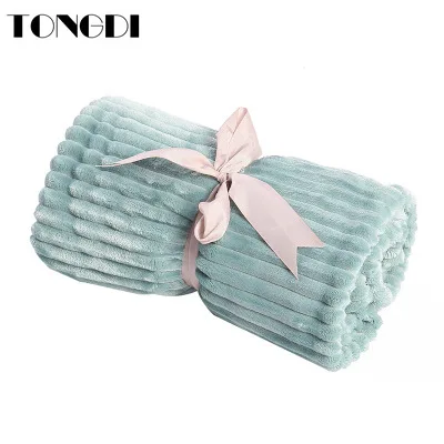 Модное однотонное вертикальное мягкое теплое легкое Флисовое одеяло TONGDI на