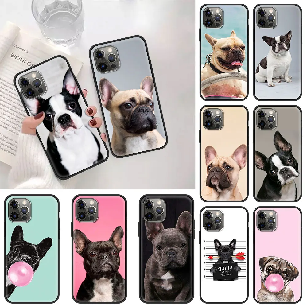 French Bulldog Dog Silicone Phone Case For iphone 13 12 Mini 11 Pro SE 2020 X XS Max XR 7 8 6 6S Plus Soft Back Cover Fundas