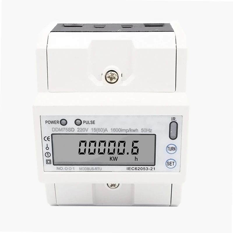Однофазный двухпроводной DDM75SD RS485 MODBUS протокол ЖК дисплей 220 В 50 Гц din рейку
