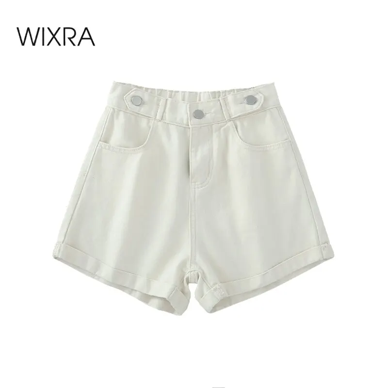 Wixra летние однотонные джинсовые женские шорты свободные карманы на пуговицах