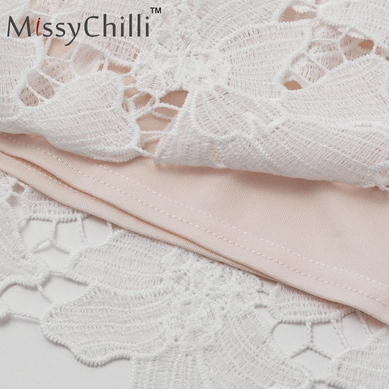 MissyChilli открытое Белое Кружевное Платье женское цветочное с коротким рукавом облегающее сексуальное Клубное платье женское осеннее элегантное вечернее платье мини