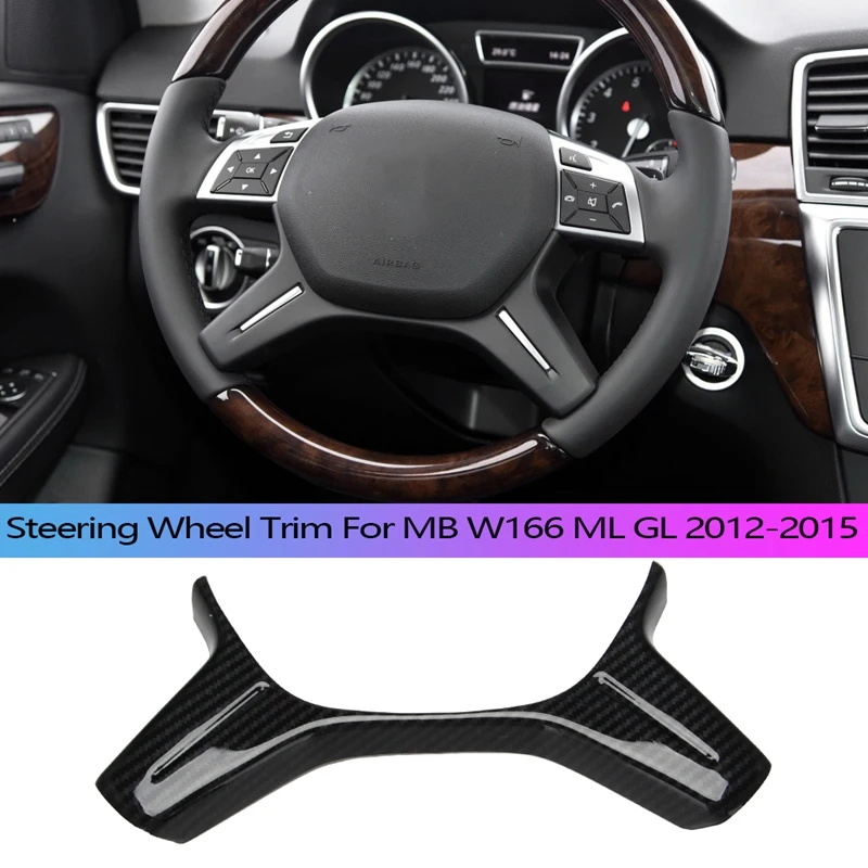 

AP68-Carbon Fiber Car Steering Wheel Button Panel Cover Trim for Mercedes Benz W166 ML GL 2012-2015 Decoration Accessories
